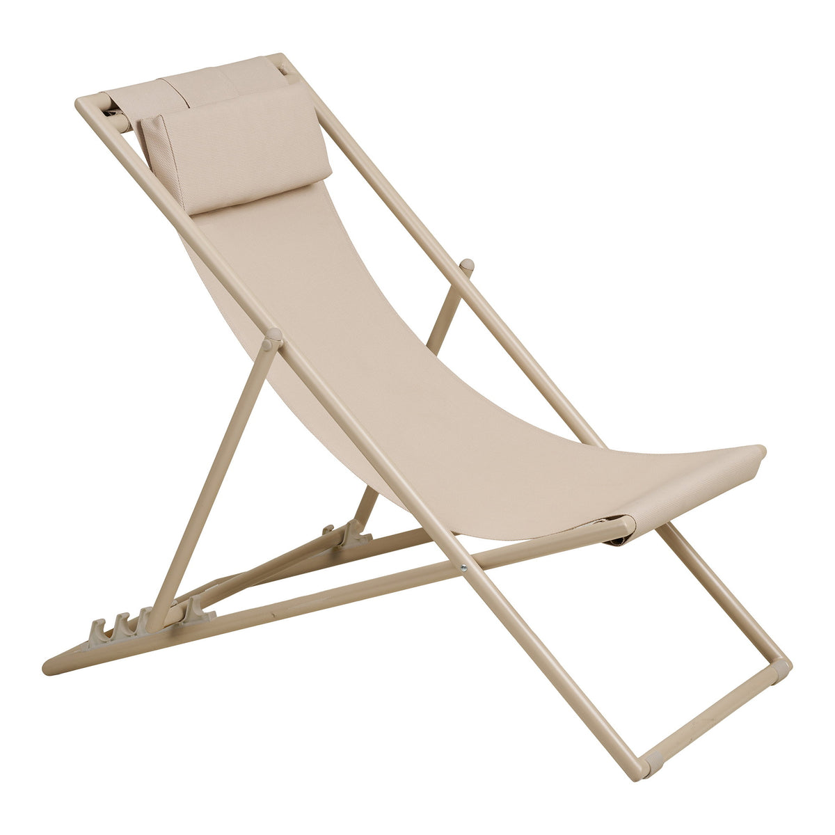 Chaise de plage CURTIS taupe en textilène et acier
