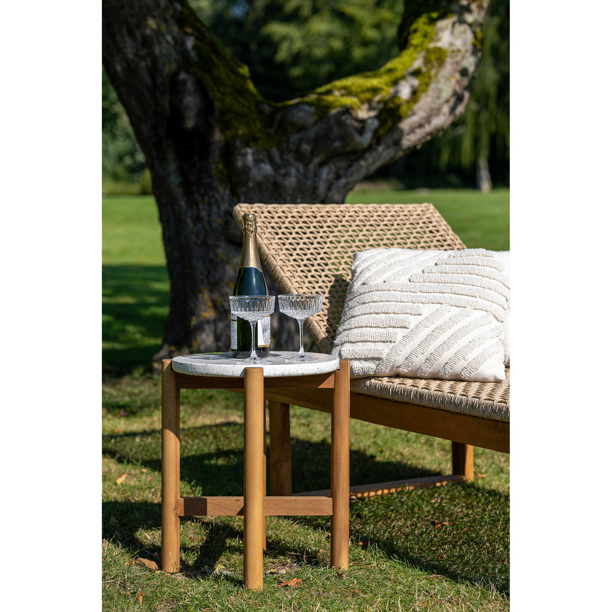 Table d’appoint TERRACINA en acacia et terrazzo Ø37 cm – vue 6