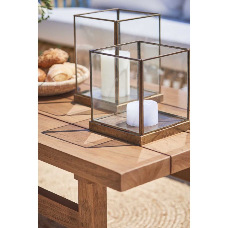 Table basse julian teck ajoure 140 x 55 cm