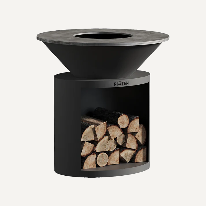 Brasero FIRTEN Ellipse 100 Noir – Élégance noire pour espaces extérieurs.