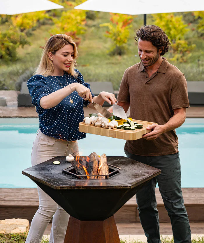 Ensemble Brasero Agape Corten 85 + Plinthe Inox