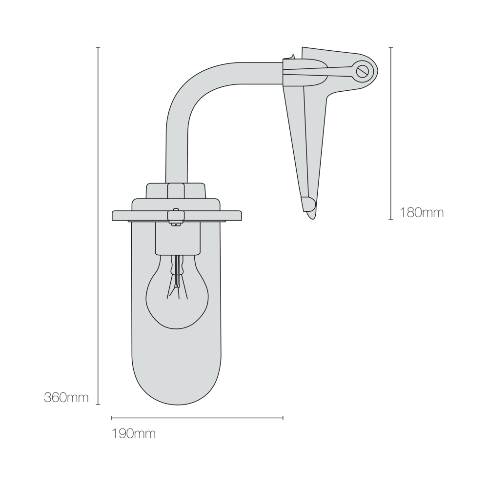 Applique coudée, 60W, Fixation murale simple 7672