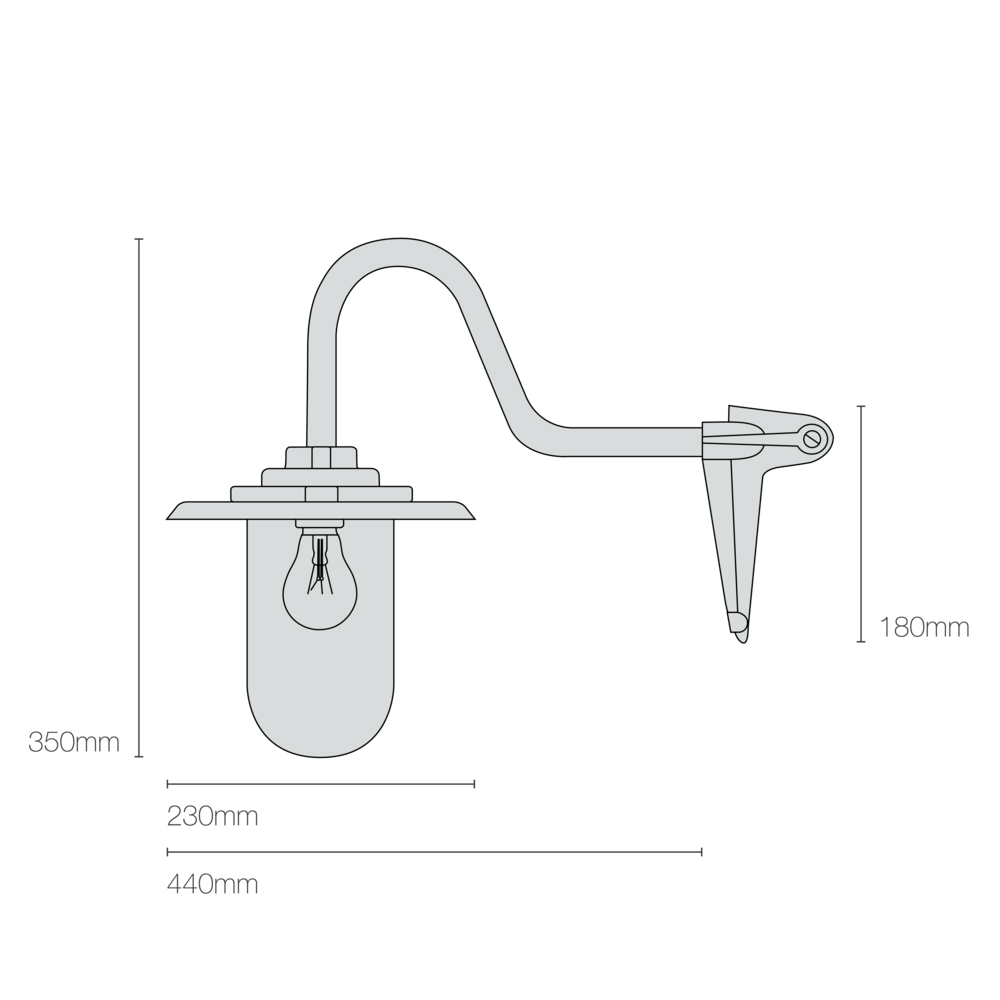 Applique coudée d'extérieure, 100W, Col de cygne 7677