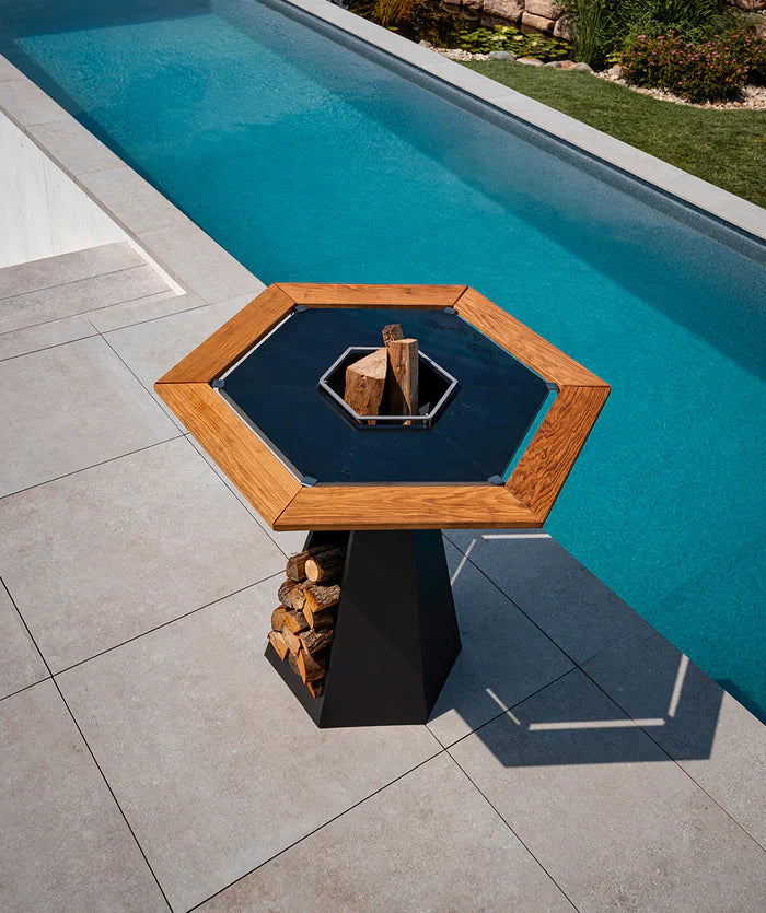 Ensemble Brasero Agape Corten 85 + Plinthe Inox