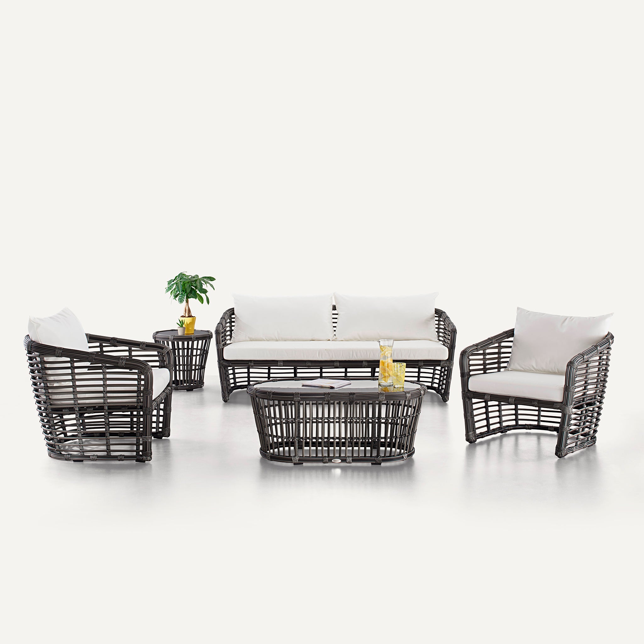 Salon de jardin SYMI – aluminium et textilène design.