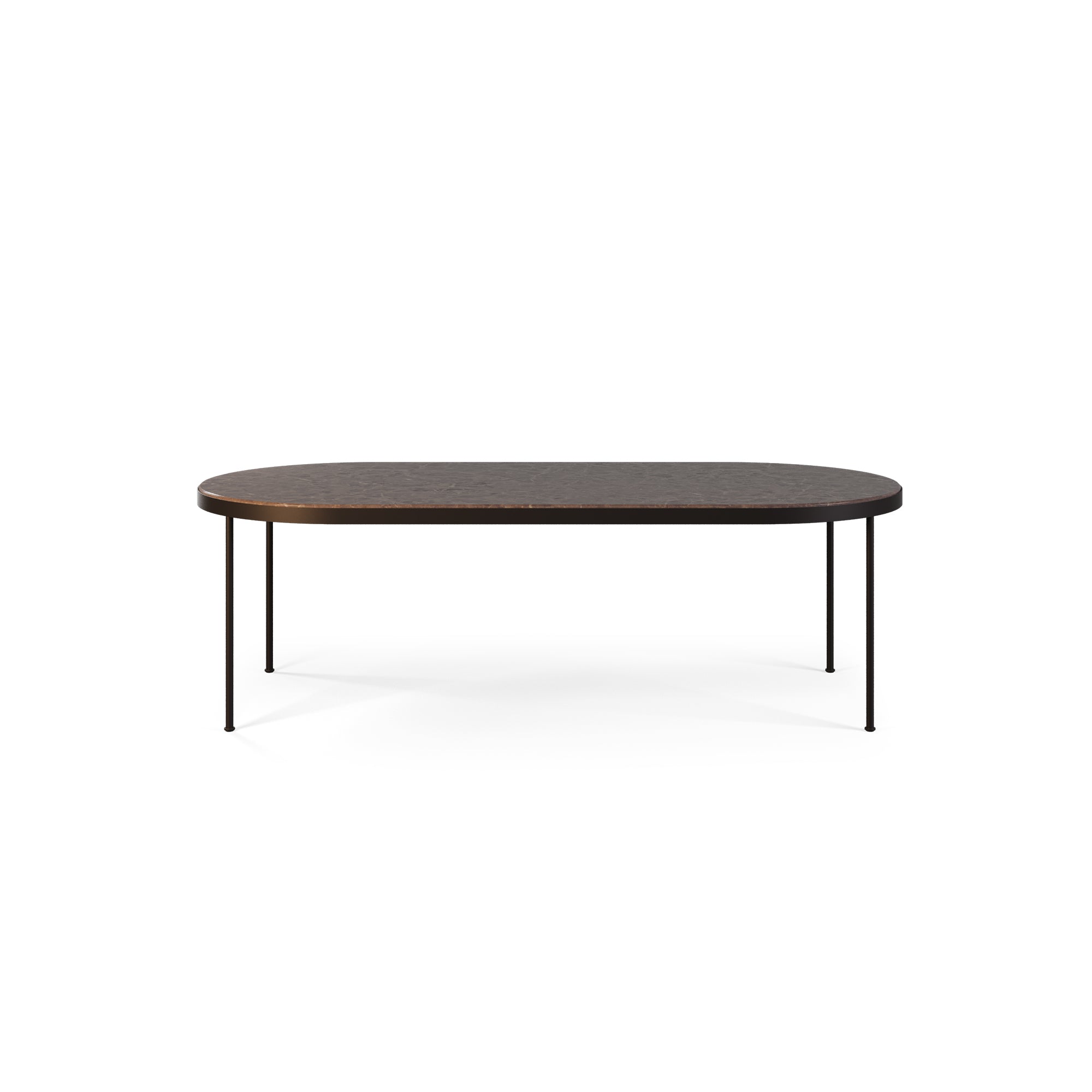 Table à manger ovale Trace MyFace – vue de face, plateau brun