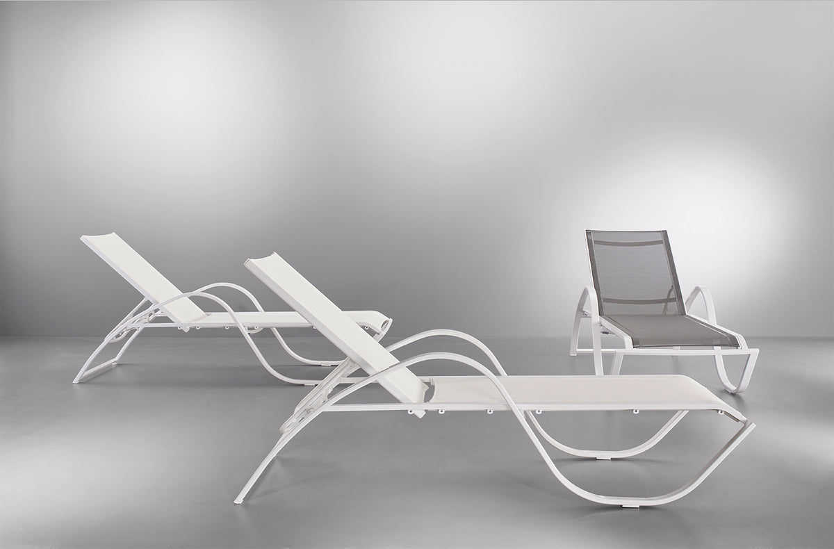 Bain de soleil SOLTA – aluminium blanc et toile Batyline® – Mobika