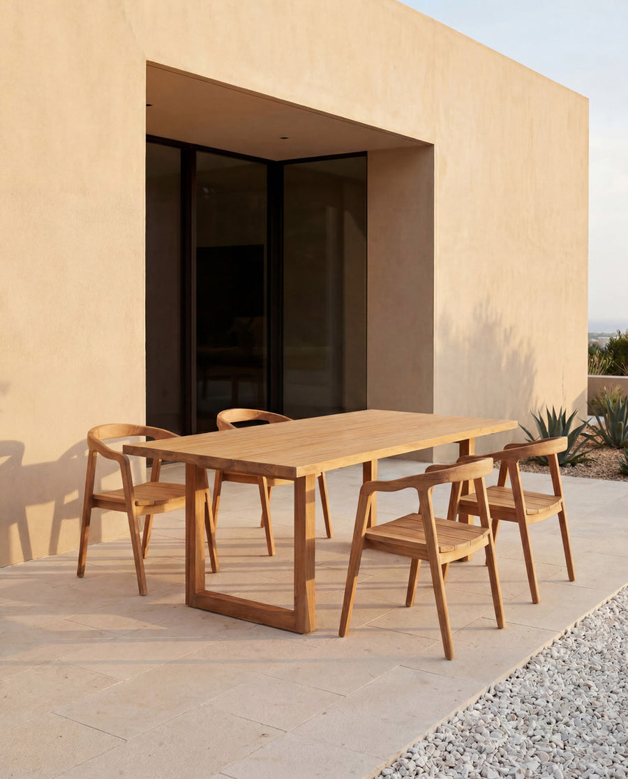 Table à manger extérieure IMOLA 180 cm en teck naturel
