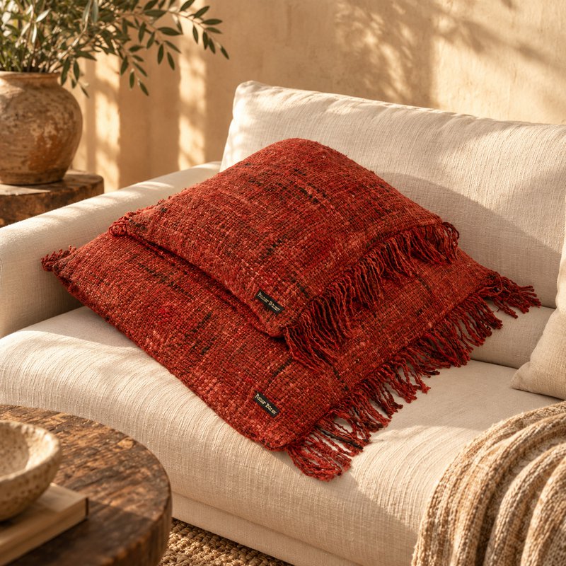 Housse de coussin OH MY GEE rouge cerise 40 × 40 cm en coton