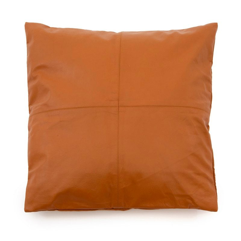Housse de coussin en cuir quatre panneaux camel 60 × 60 cm – Bazar Bizar