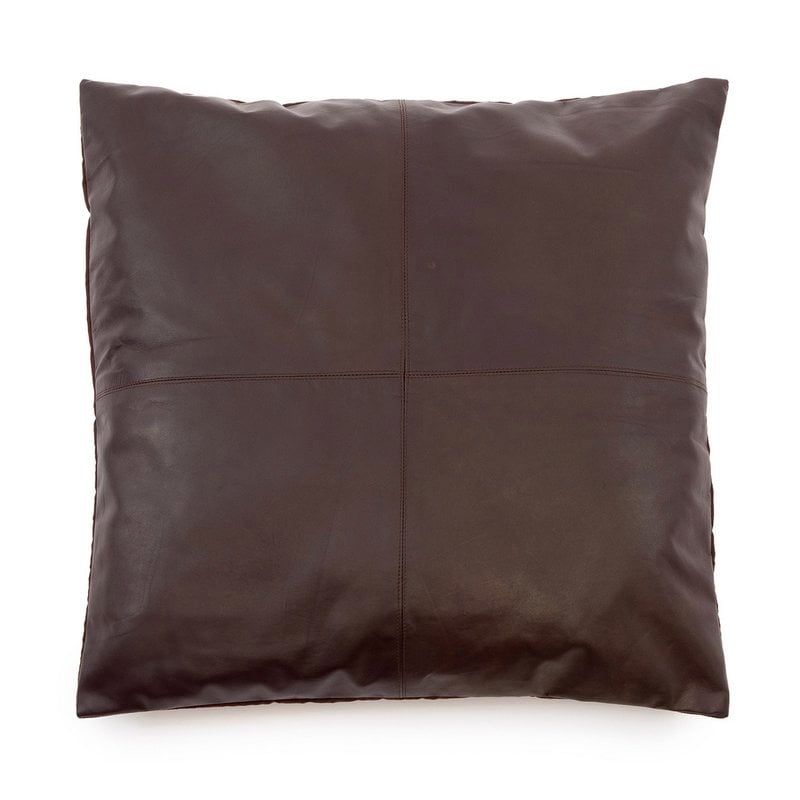 Housse de coussin en cuir quatre panneaux chocolat 60 × 60 cm – Bazar Bizar