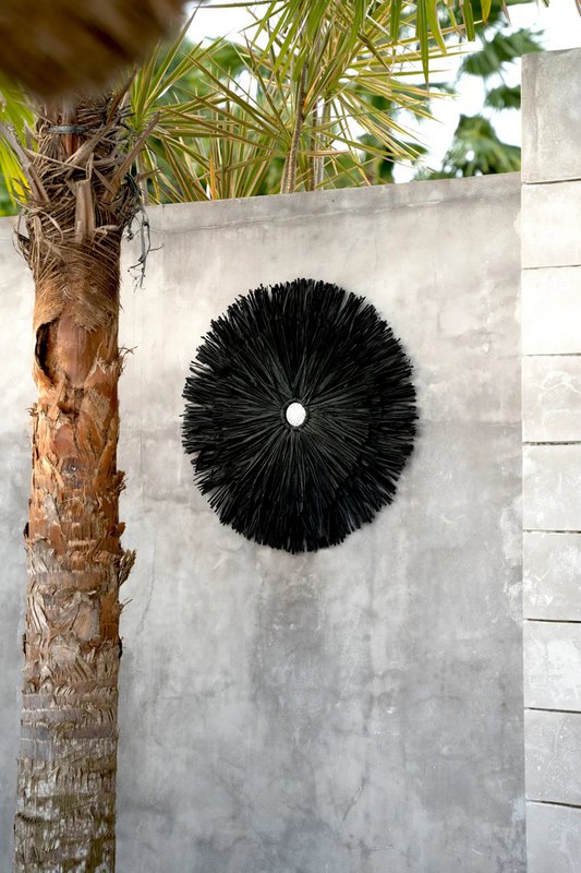 Décoration murale JUJU en raphia noir, Ø 50 cm