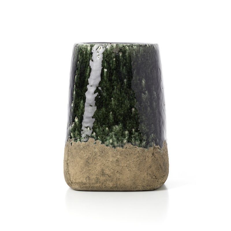 Jardinière conique MOSS en grès vert béton, taille L – Bazar Bizar