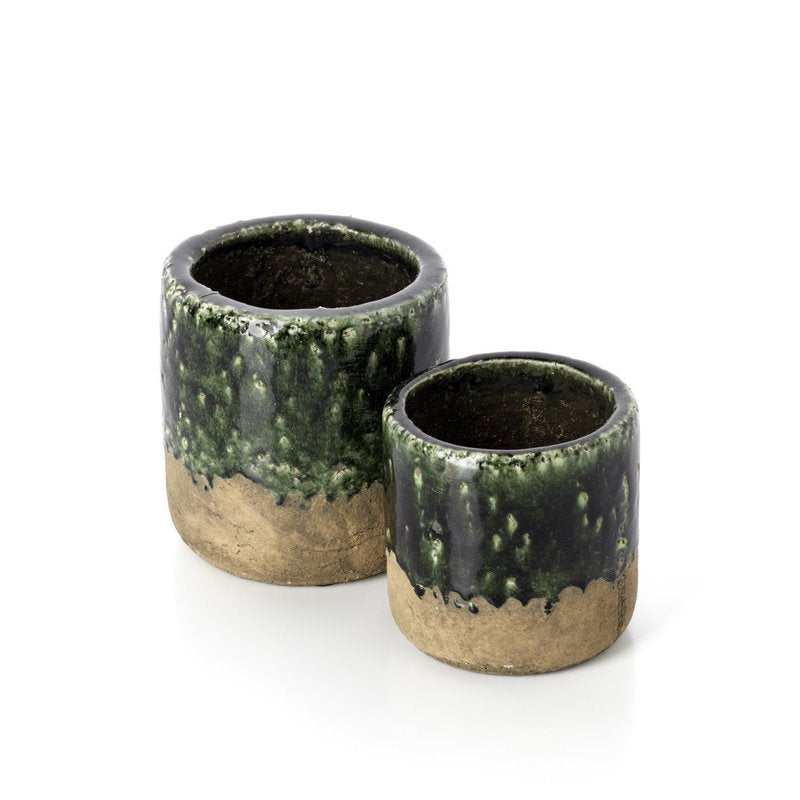 Jardinière MOSS en grès vert béton, taille M