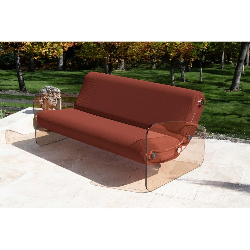 Canapé design 150 cm MW03 – Parois en PMMA coulé bronze, assise en mousse alvéolaire