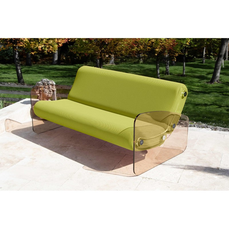 Canapé design 150 cm MW03 – Parois en PMMA coulé bronze, assise en mousse alvéolaire