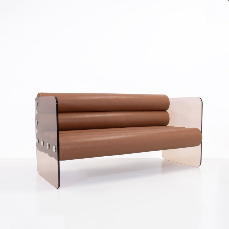 Canapé design MW01 – Parois en PMMA coulé bronze, assise en mousse Soshagro