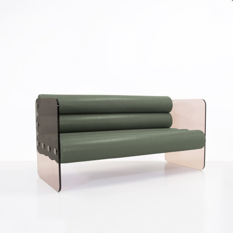 Canapé design MW01 – Parois en PMMA coulé bronze, assise en mousse Soshagro