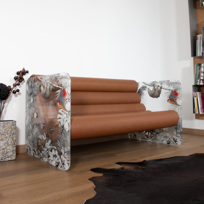 Canapé design MW02 Edition limitée "Jungle" – Parois en verre, assise en mousse