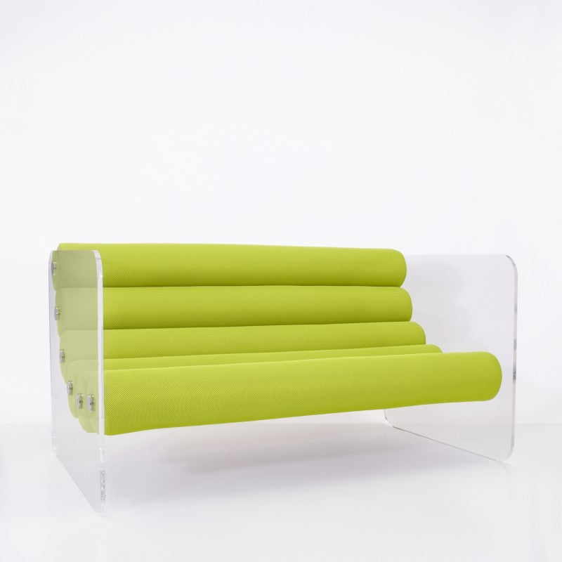 Canapé design MW02 – Parois en PMMA coulé, assise en mousse et tissu 3D