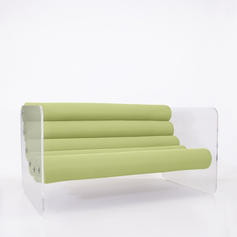 Canapé design MW02 – Parois en PMMA coulé, assise en mousse et tissu 3D