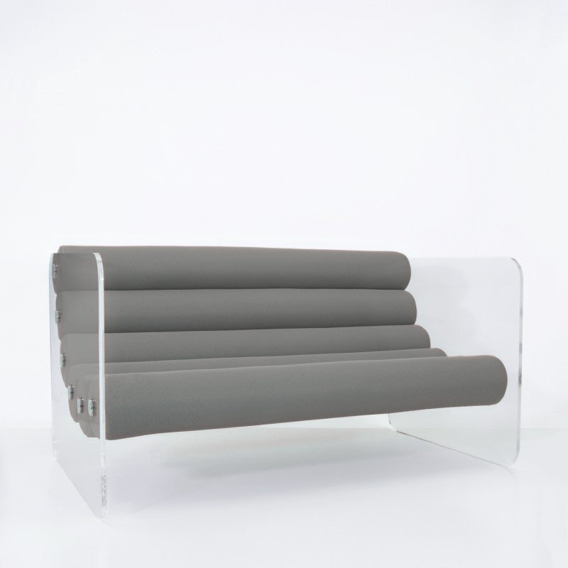 Canapé design MW02 – Parois en PMMA coulé, assise en mousse et tissu 3D