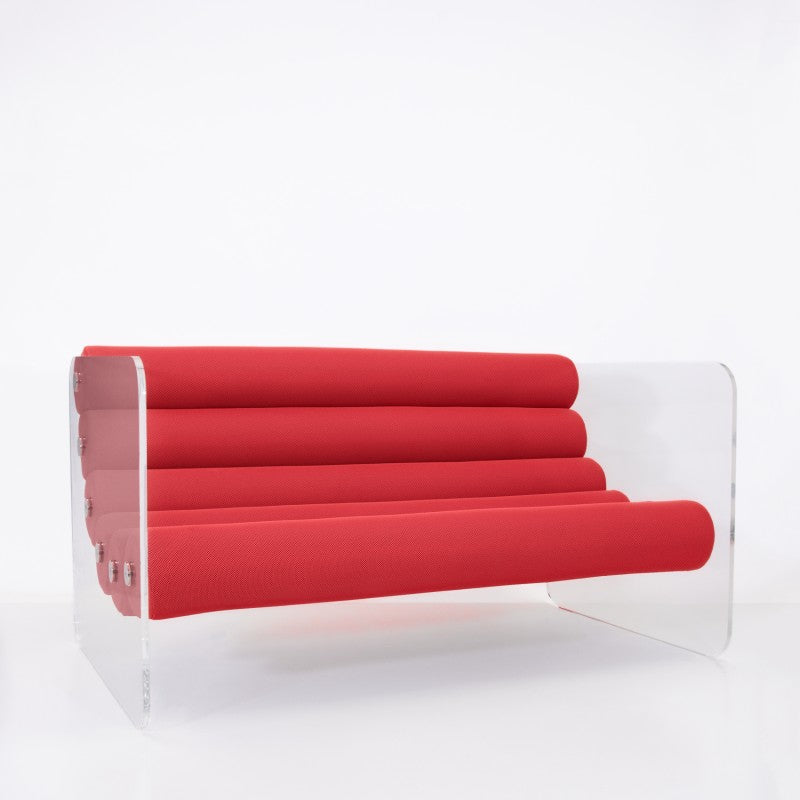 Canapé design MW02 – Parois en PMMA coulé, assise en mousse et tissu 3D