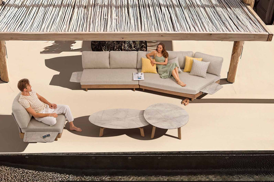 Canapé d’angle d’extérieur LOUNGE – ALU Oak