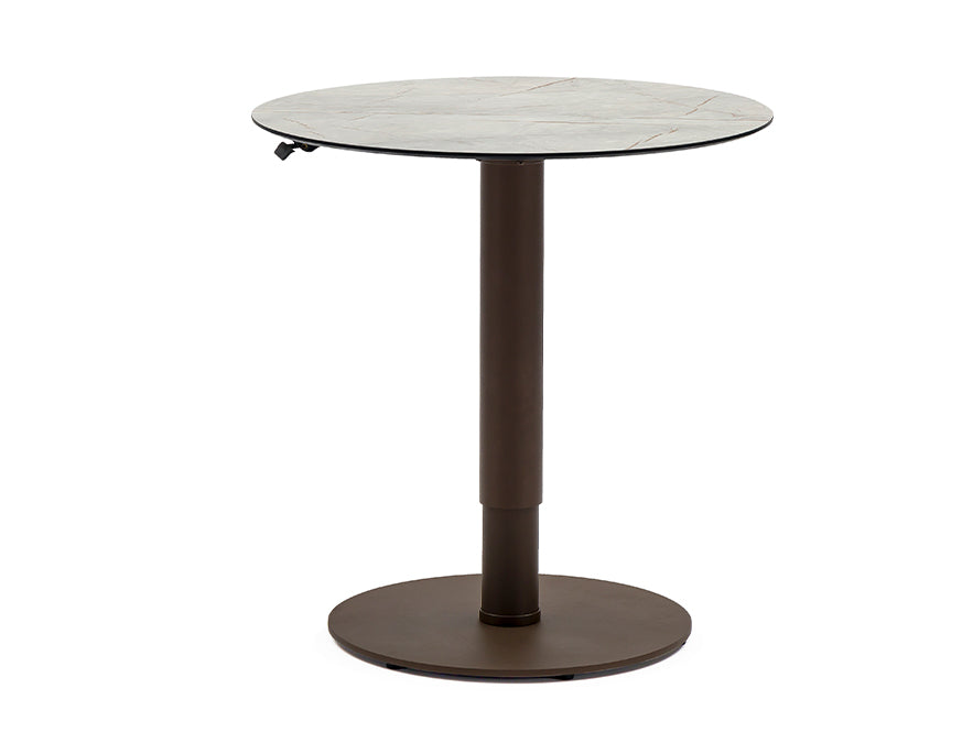 Table ENJOY Dark Bronze et plateau Oyster Marble — vue de trois quarts
