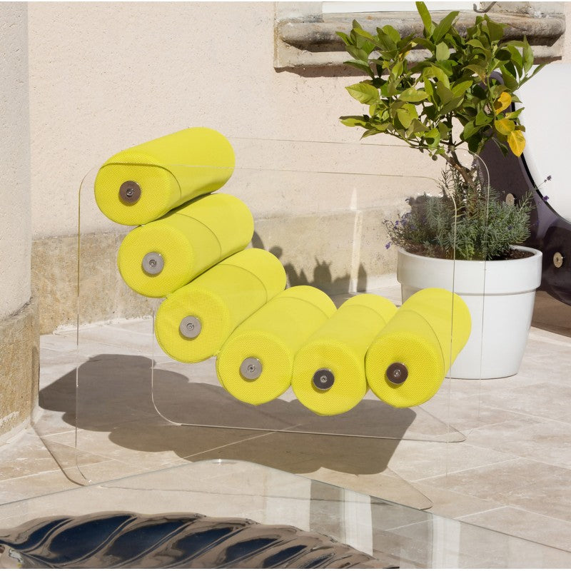 Fauteuil design MW02 – Parois en PMMA coulé, assise en mousse alvéolaire et tissu 3D
