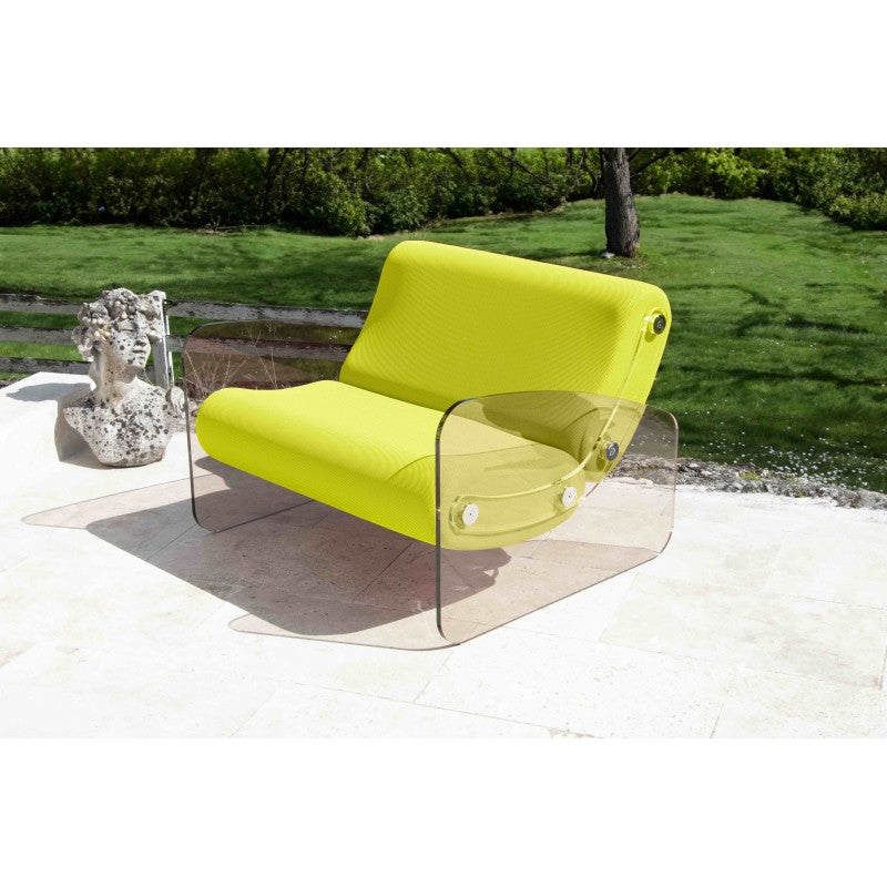 Fauteuil design XL MW03 – Parois en PMMA coulé bronze, assise en mousse alvéolaire