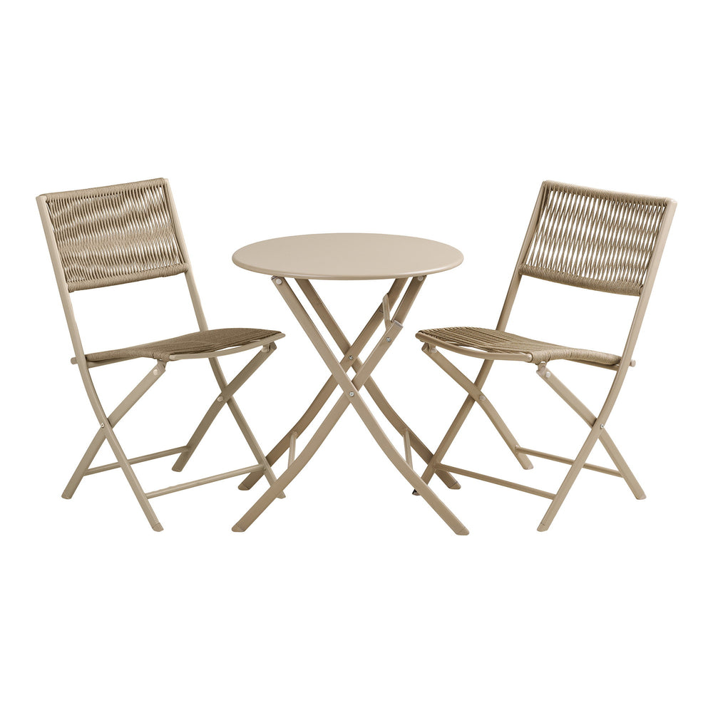 Ensemble bistrot ARCAS 2 places en corde et acier taupe
