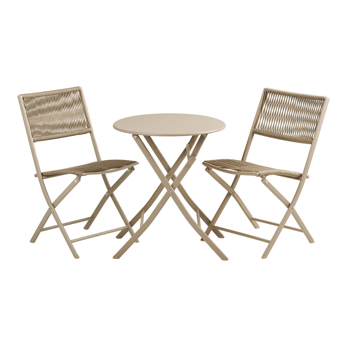 Ensemble bistrot ARCAS House Nordic en acier et corde taupe