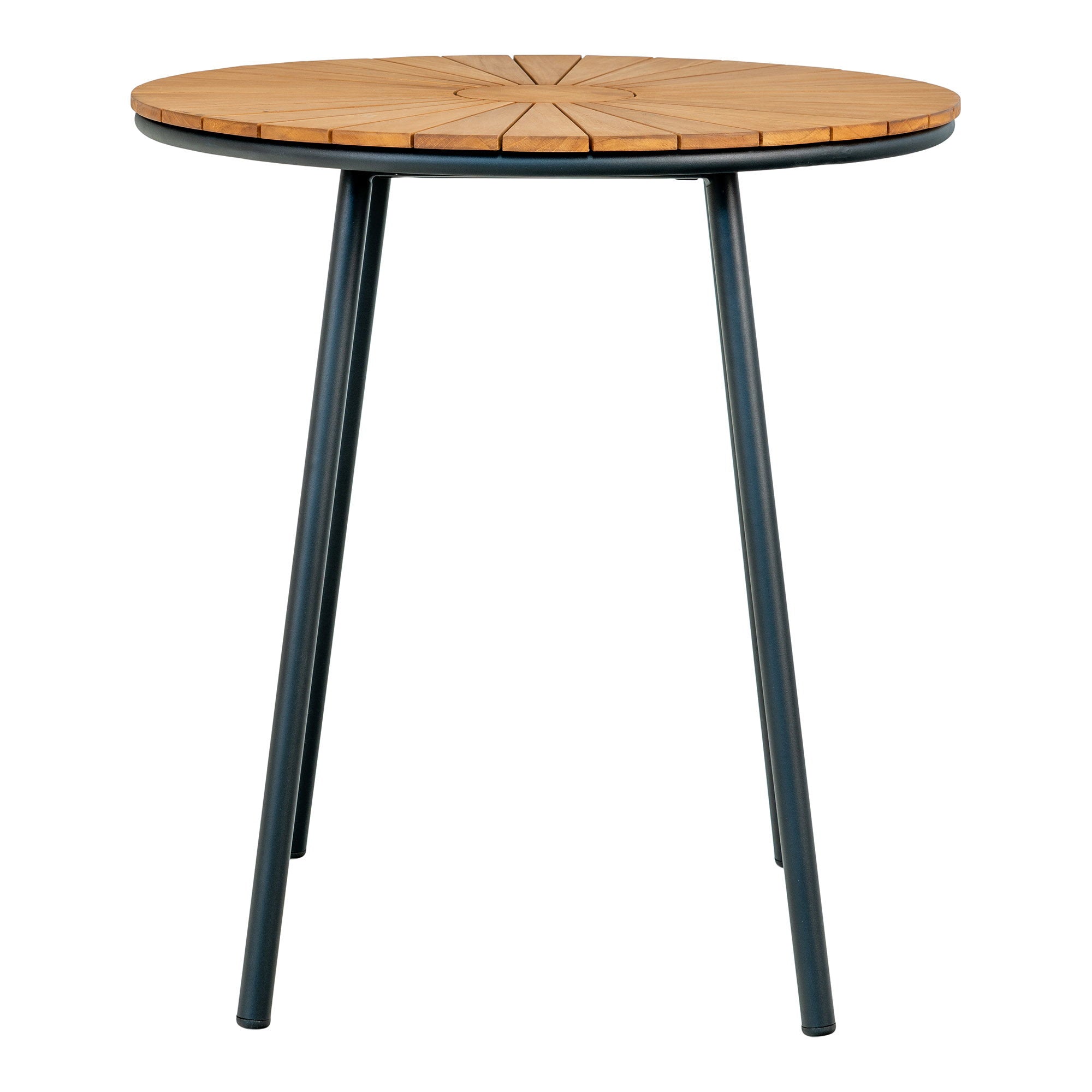 Table bistrot CLEVELAND en teck naturel et métal noir – vue complémentaire