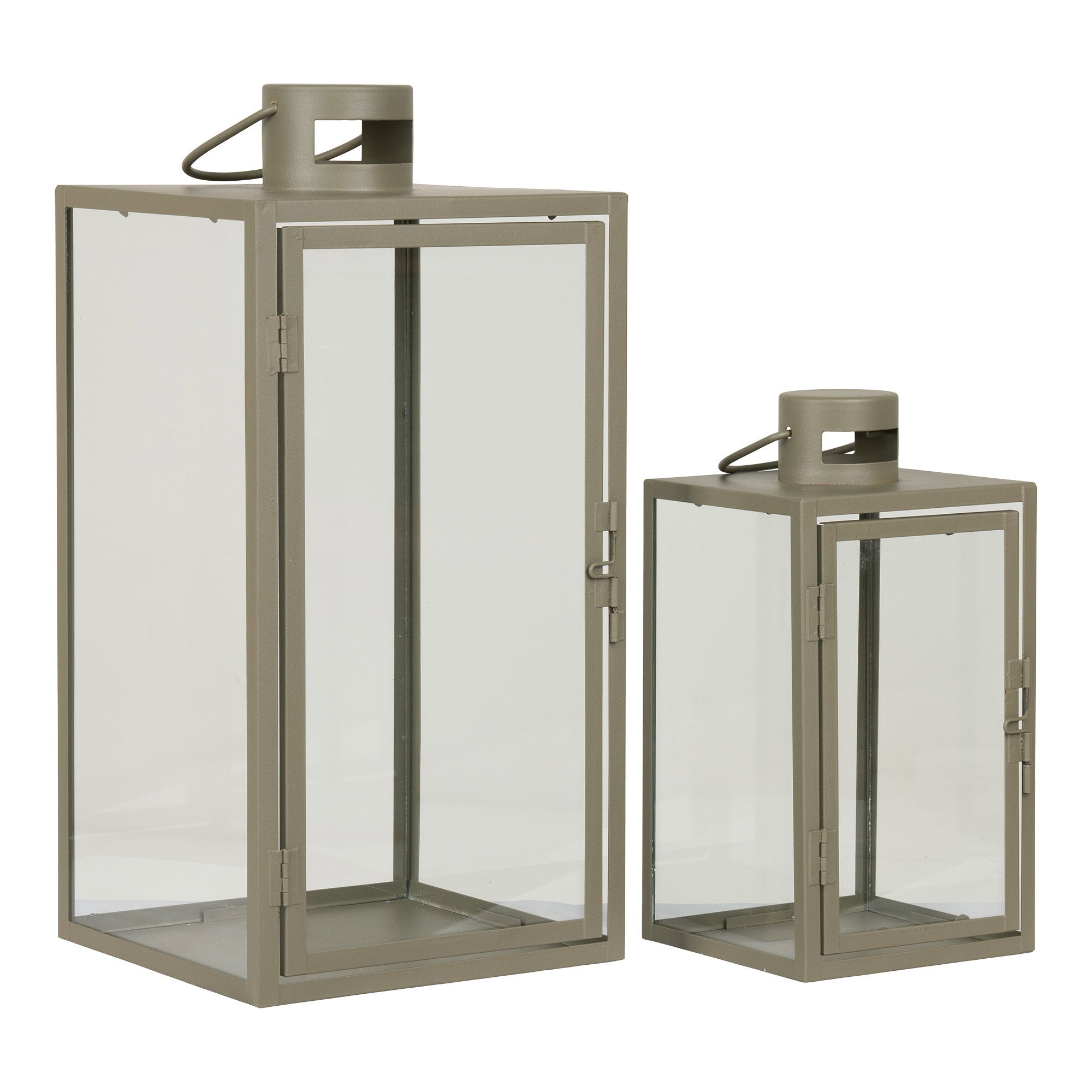 Lot de 2 lanternes CORFU en acier vert et verre – vue complémentaire