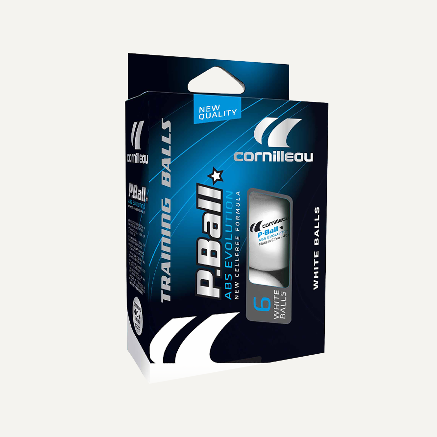 Boite de 6 balles plastique P-BALL ABS EVOLUTION 1* blanches