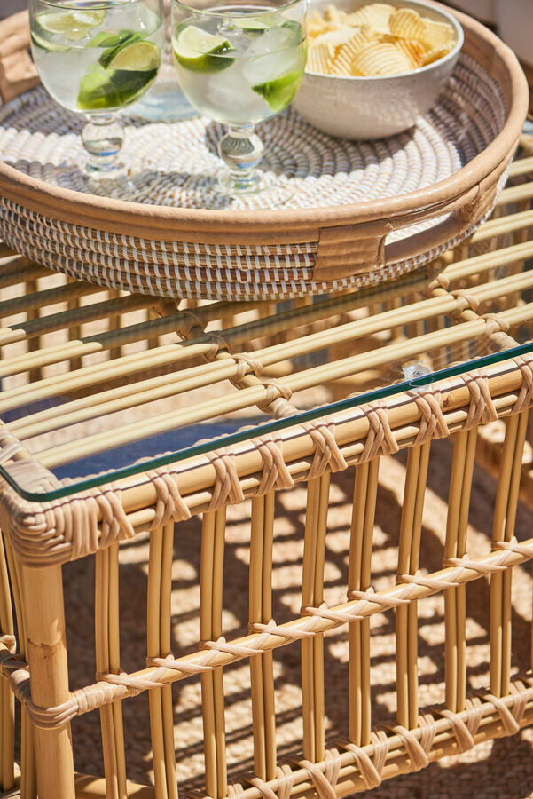 TABLE BASSE CAROLINE AVEC PLATEAU VERRE