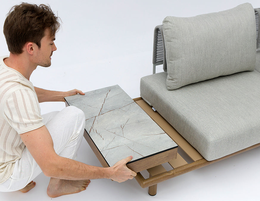 Fauteuil PLAY ALU Oak – tablette repositionnable