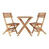 Ensemble café CUENCA en teck naturel – table + 2 chaises