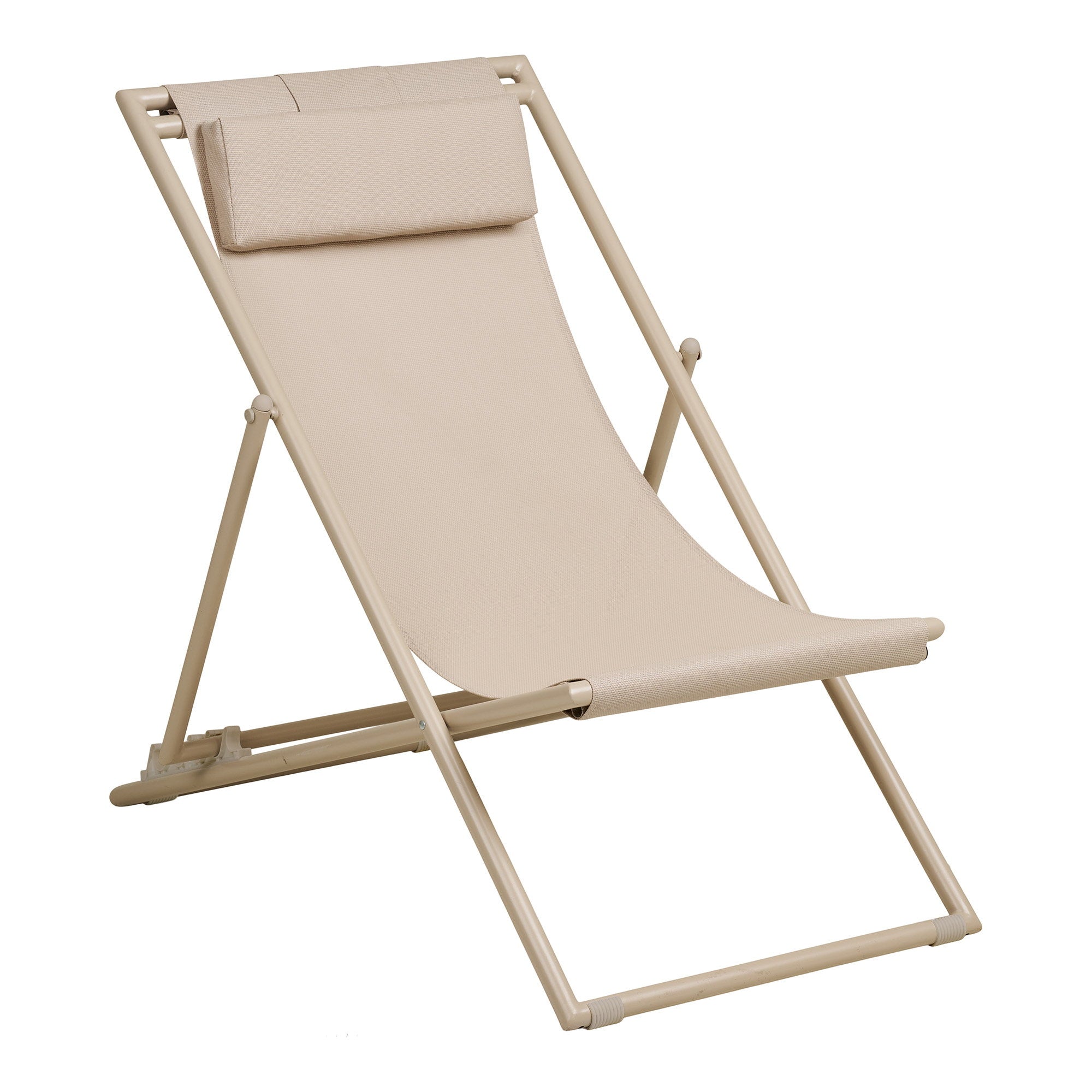 Chaise de plage CURTIS taupe en textilène et acier