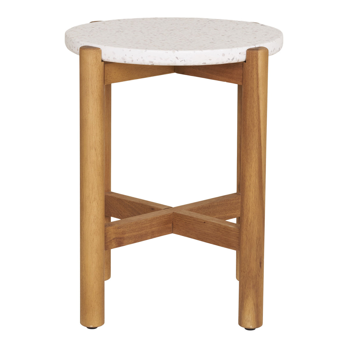 Table d’appoint TERRACINA en acacia et terrazzo Ø37 cm