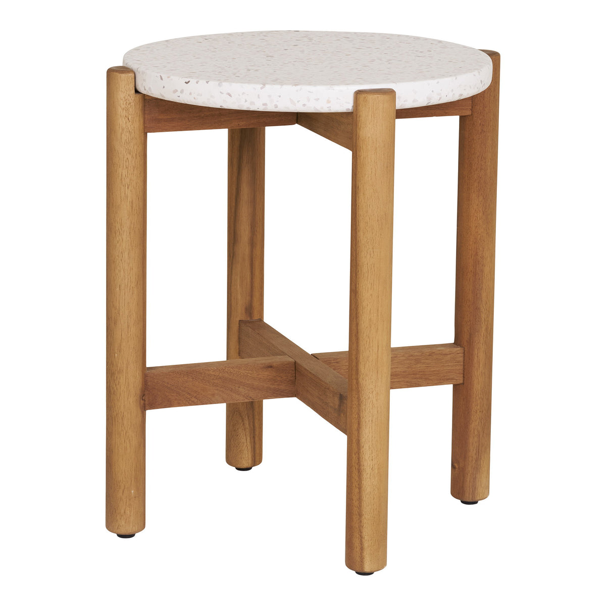 Table d’appoint TERRACINA en acacia et terrazzo Ø37 cm – vue 3