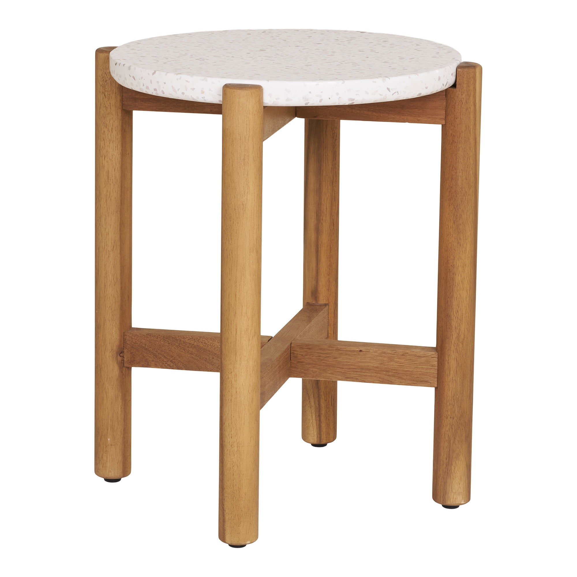 Table d’appoint TERRACINA en acacia et terrazzo Ø37 cm – vue principale