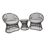 Salon de jardin NATAL en rotin gris avec coussins