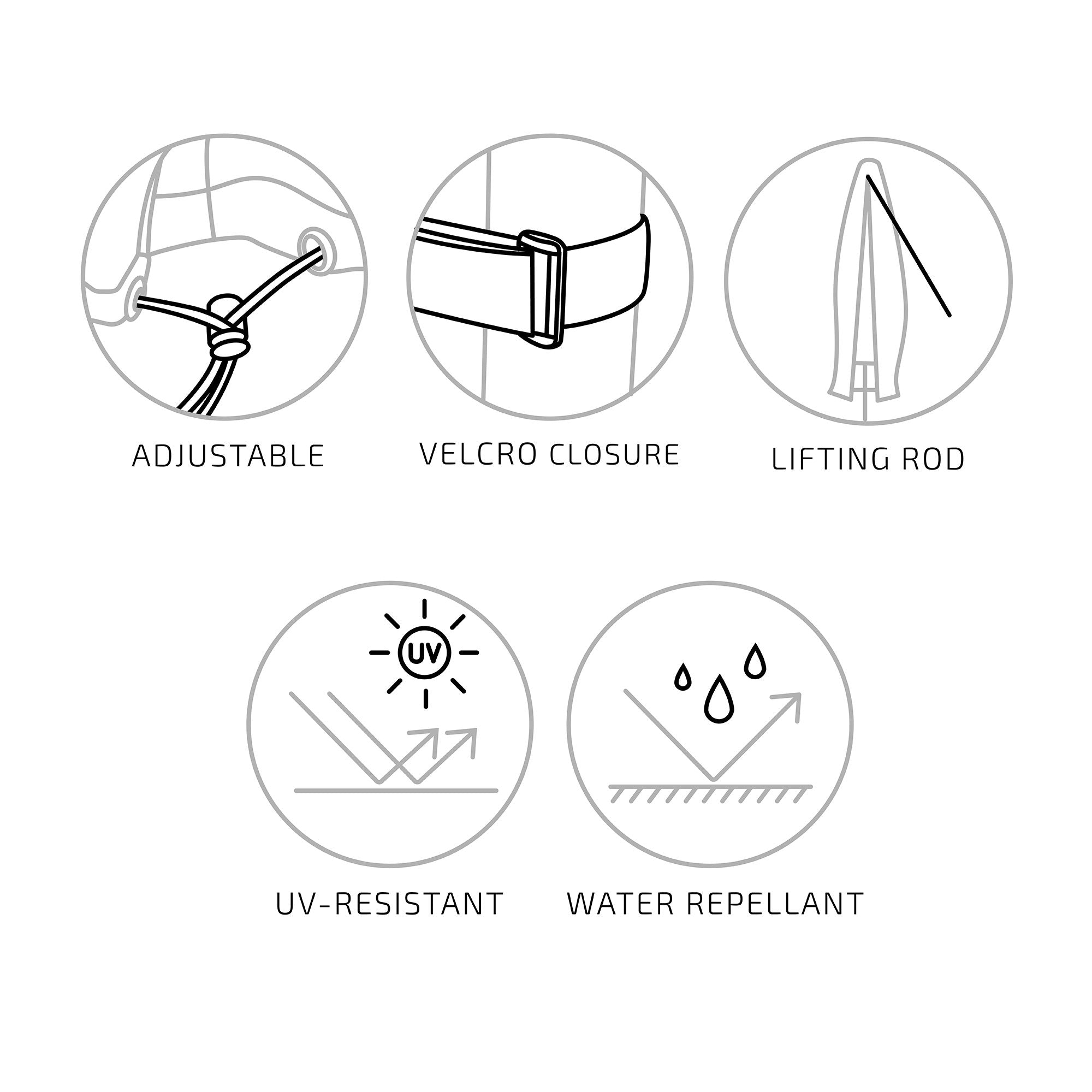 Housse LUXURY COVER parasol détails et dimensions