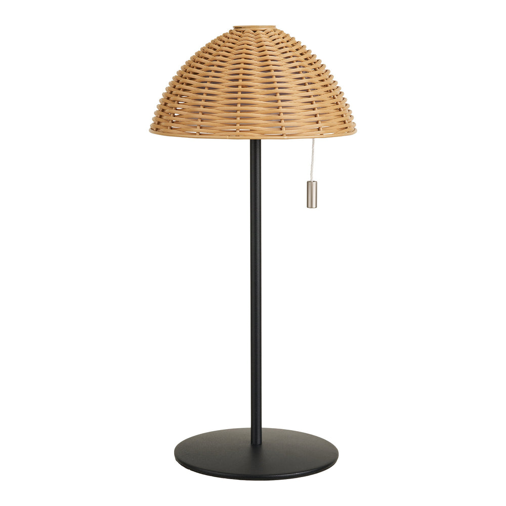 Lampe de table LED WIGAN rechargeable IP44 naturel et noir