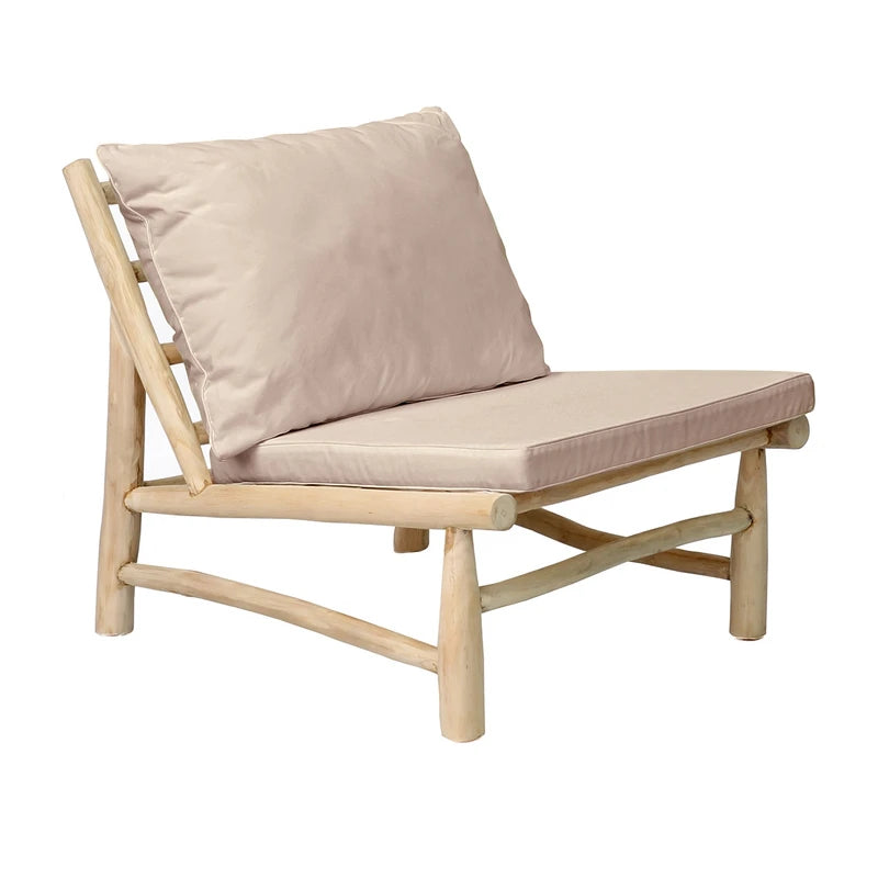 Fauteuil extérieur ISLAND Natural Stone en teck et tissu Sunbrella – vue principale