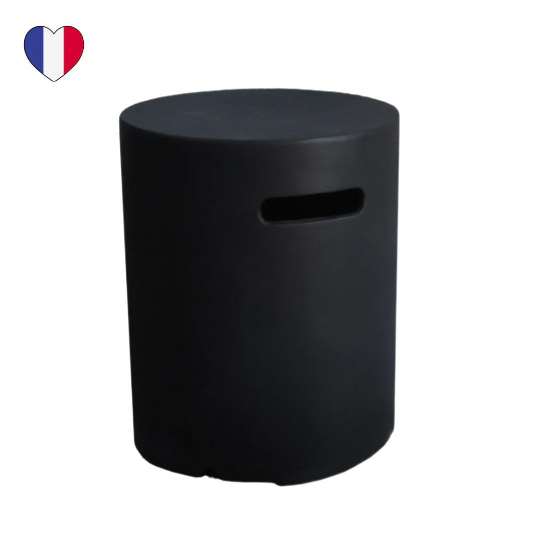 Raw black round bottle chest