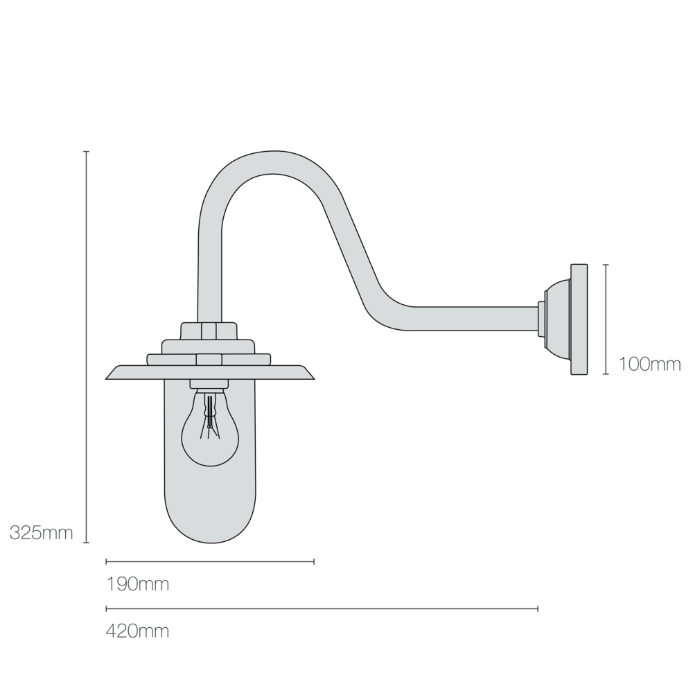Applique coudée d'extérieure 60W, Col de cygne 7677