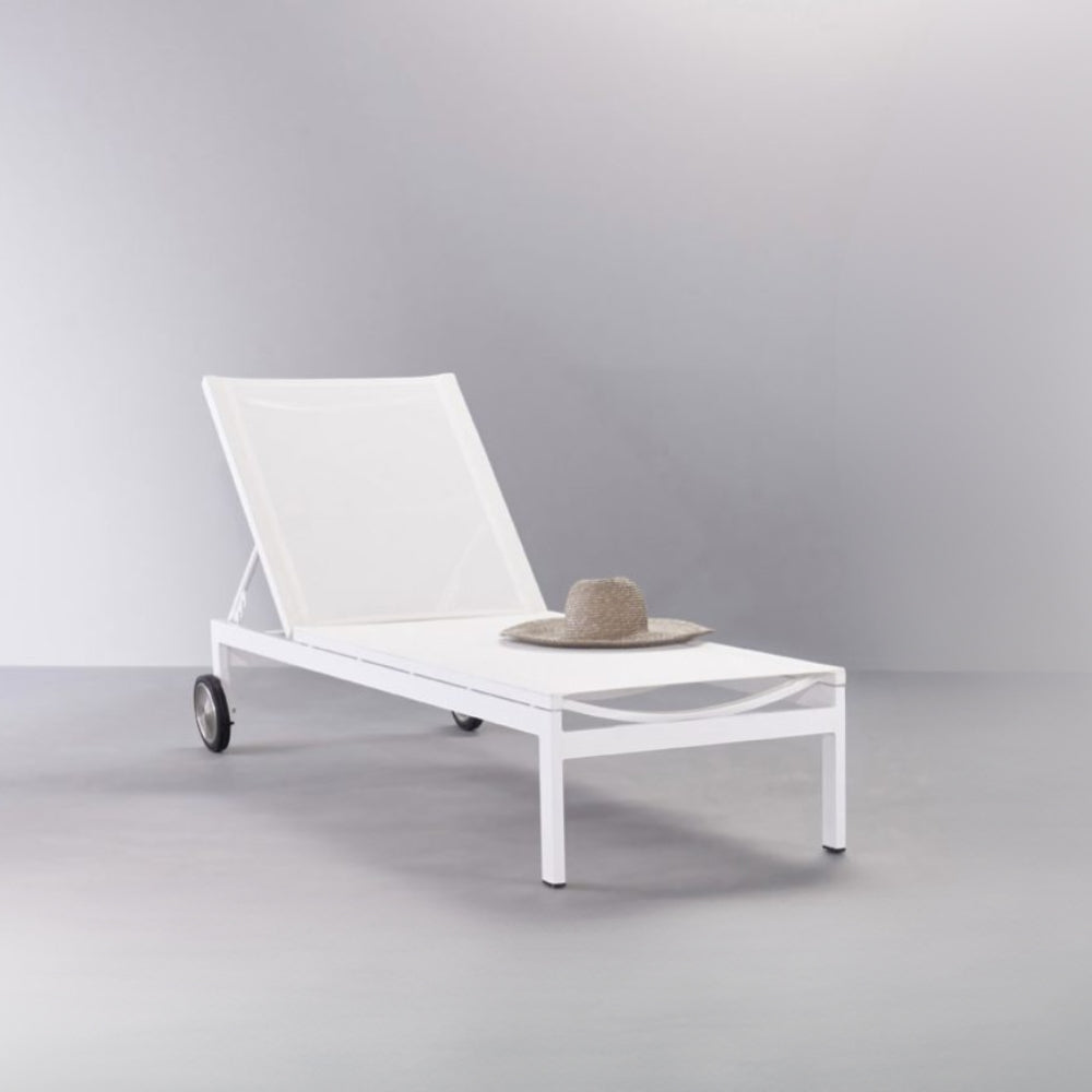 Bain de soleil SAO – aluminium blanc, toile Batyline® et dossier 5 positions – Mobika